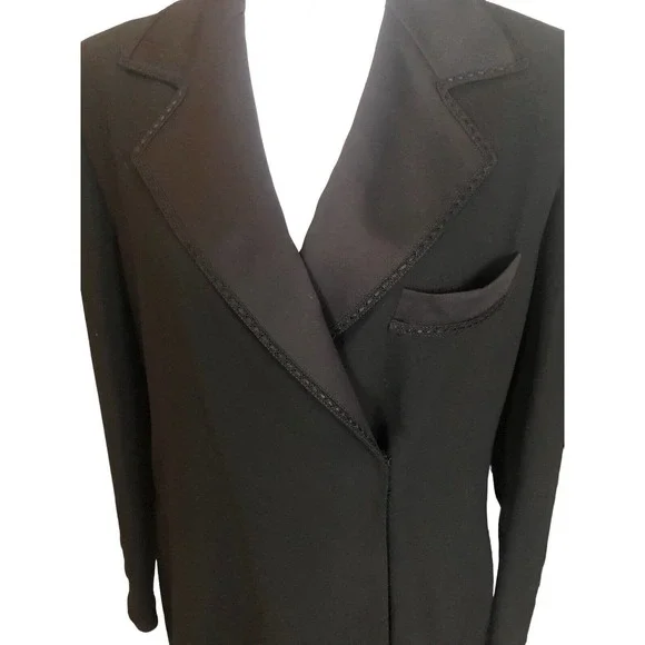 Vintage St John Griffith‎ Gray Black Wool Pocket Blazer Jacket Longline 8 NWT - Picture 3 of 15